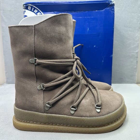 Birkenstock Masi Womens Size 7 (EU 38) Winter Boots Taupe Suede Shearling NEW